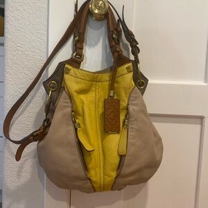 Oryany victoria dove color block pebbled leather hobo bag